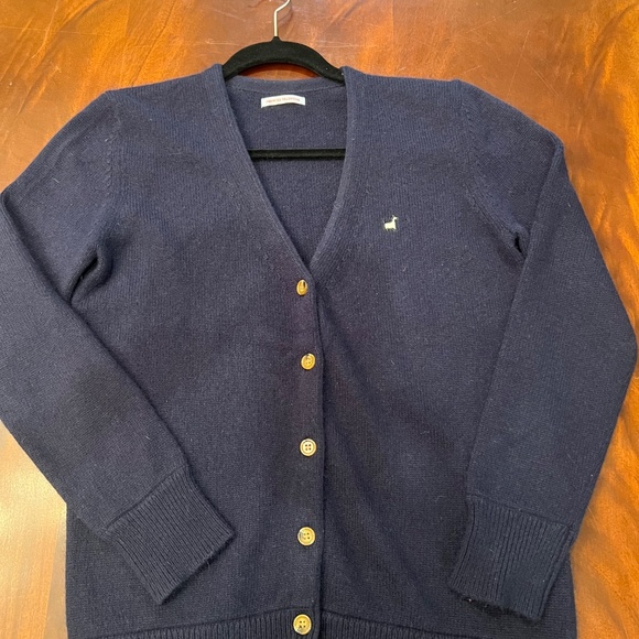Frances Valentine Navy Collegiate Cardigan Sweater, Sz Small - Picture 4 of 10